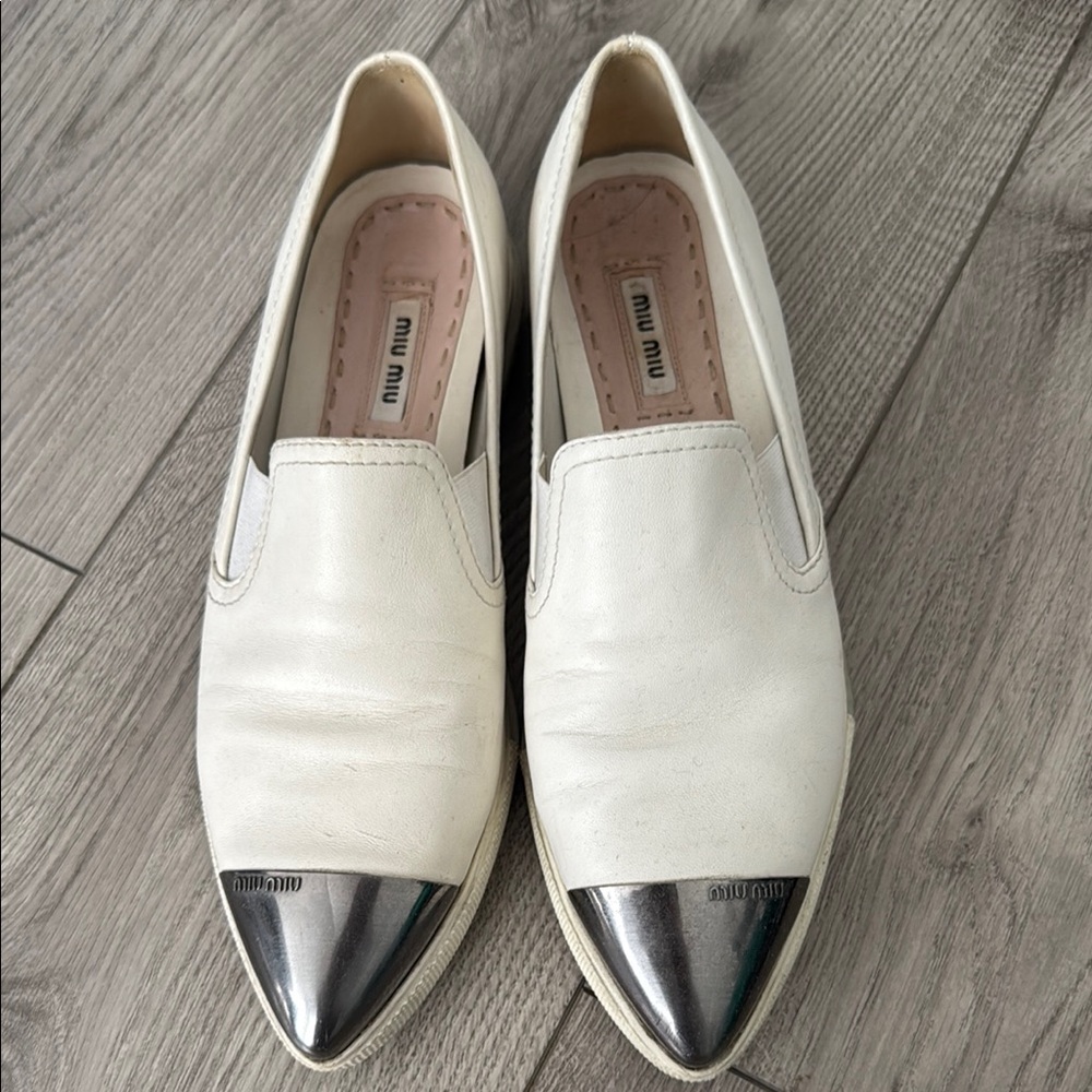 Authentic Miu Miu Loafers with Silver Tips